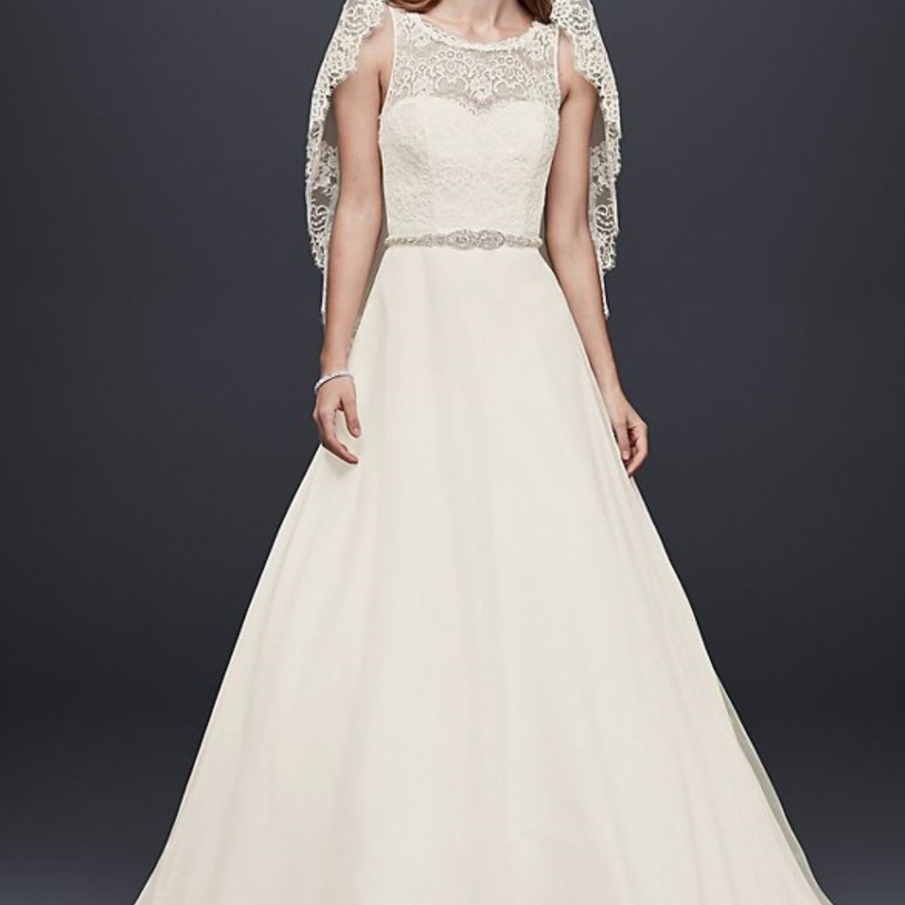 David's Bridal Size 4 Full Length Ivory Sleeveless Wedding Gown